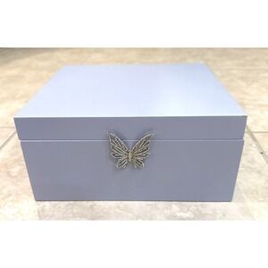 Jewelry Box 2 Layers Large Organizer Storage Jewlery Case Purple with Butterfly